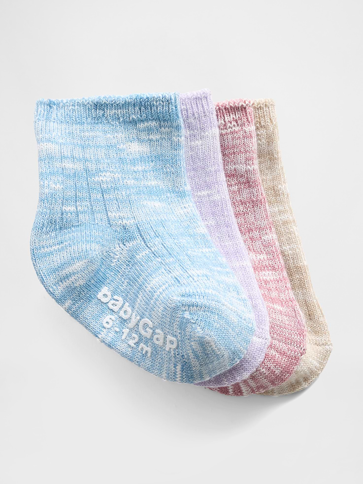 Image 1 of 1, Soft, stretch knit marled crew socks., Ribbed top., Reinforced toe and heel., This product was made in a factory that invests in gender equity and women’s empowerment through RISE. Learn more at gapinc.com/equity., Product #821256