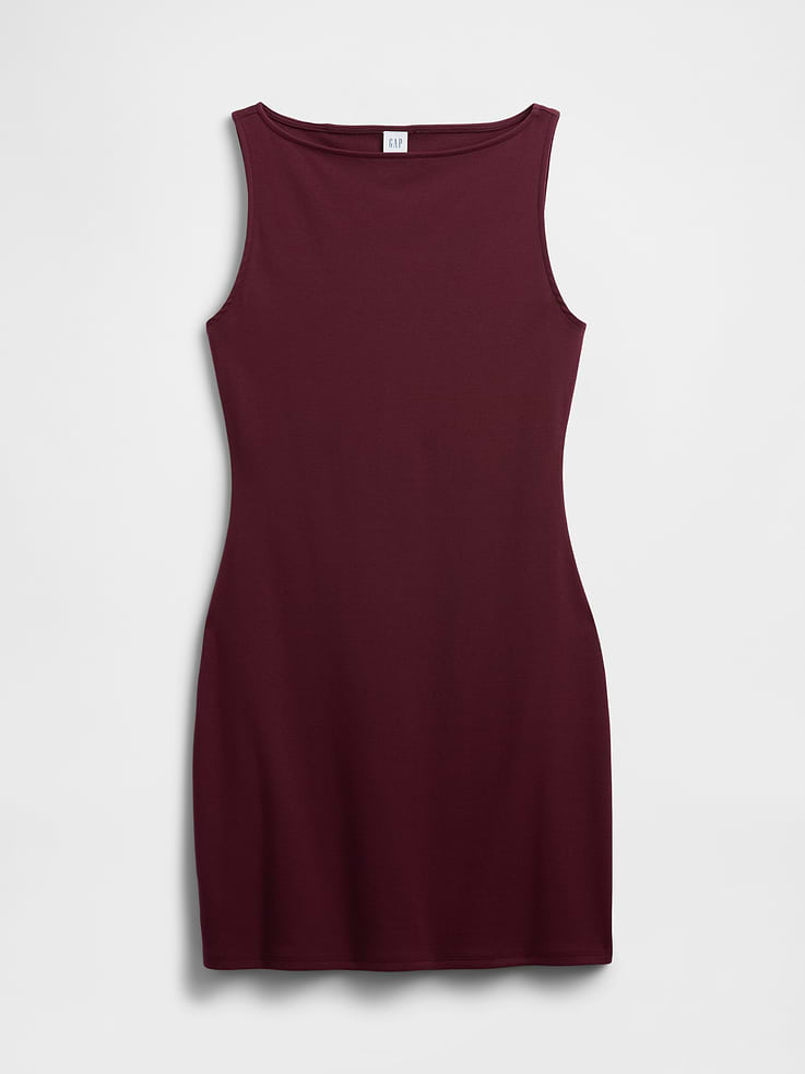 Image 6 of 6, Modern Ribbed Boatneck Mini Dress