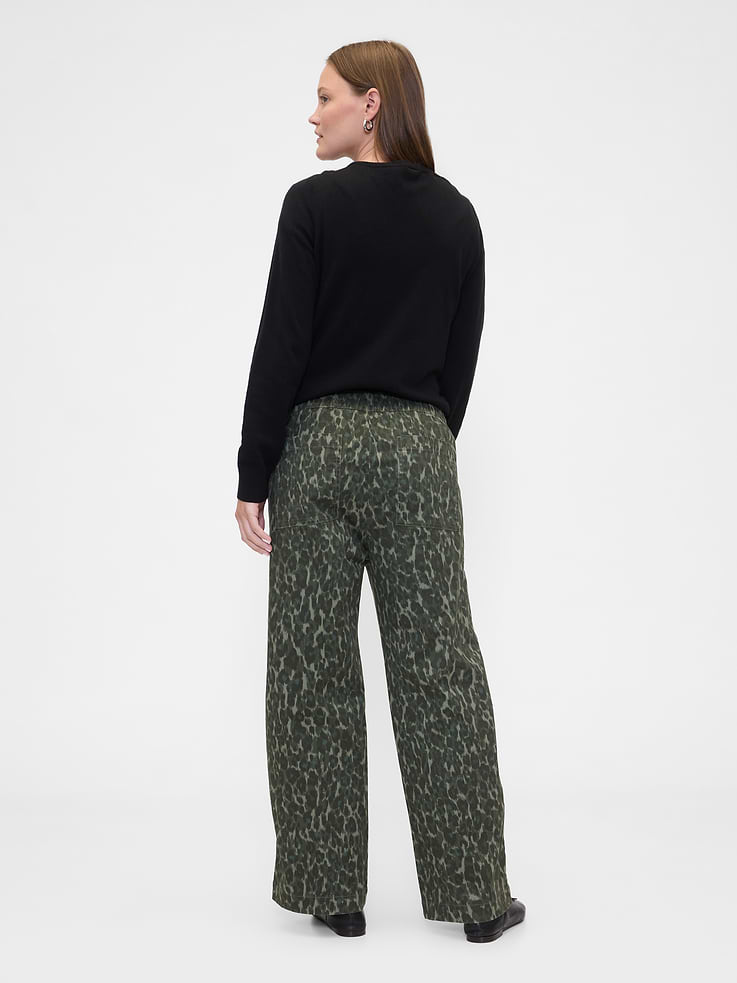Image number 4 showing, High Rise Print Easy Wide-Leg Khakis