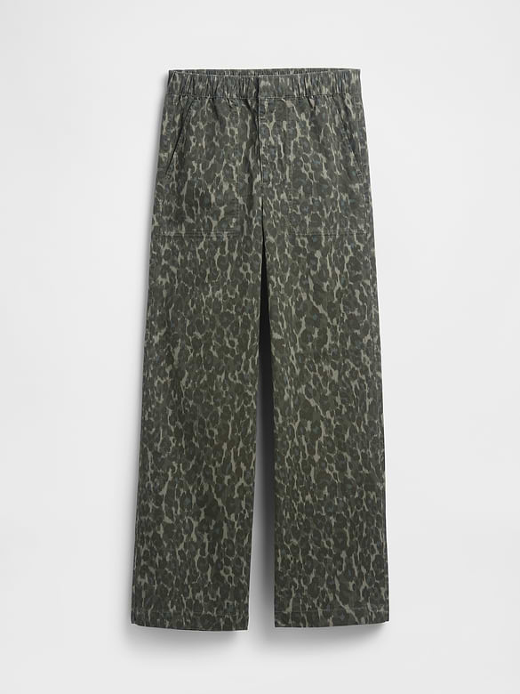 High Rise Print Easy Wide-Leg Khakis