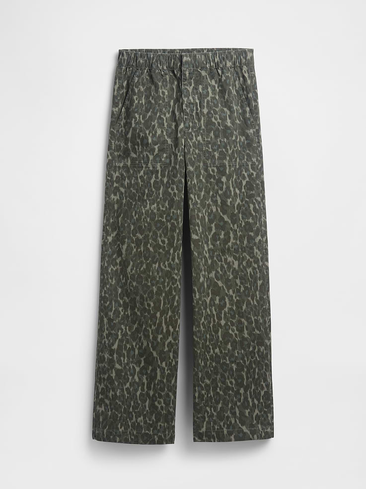 Image number 7 showing, High Rise Print Easy Wide-Leg Khakis