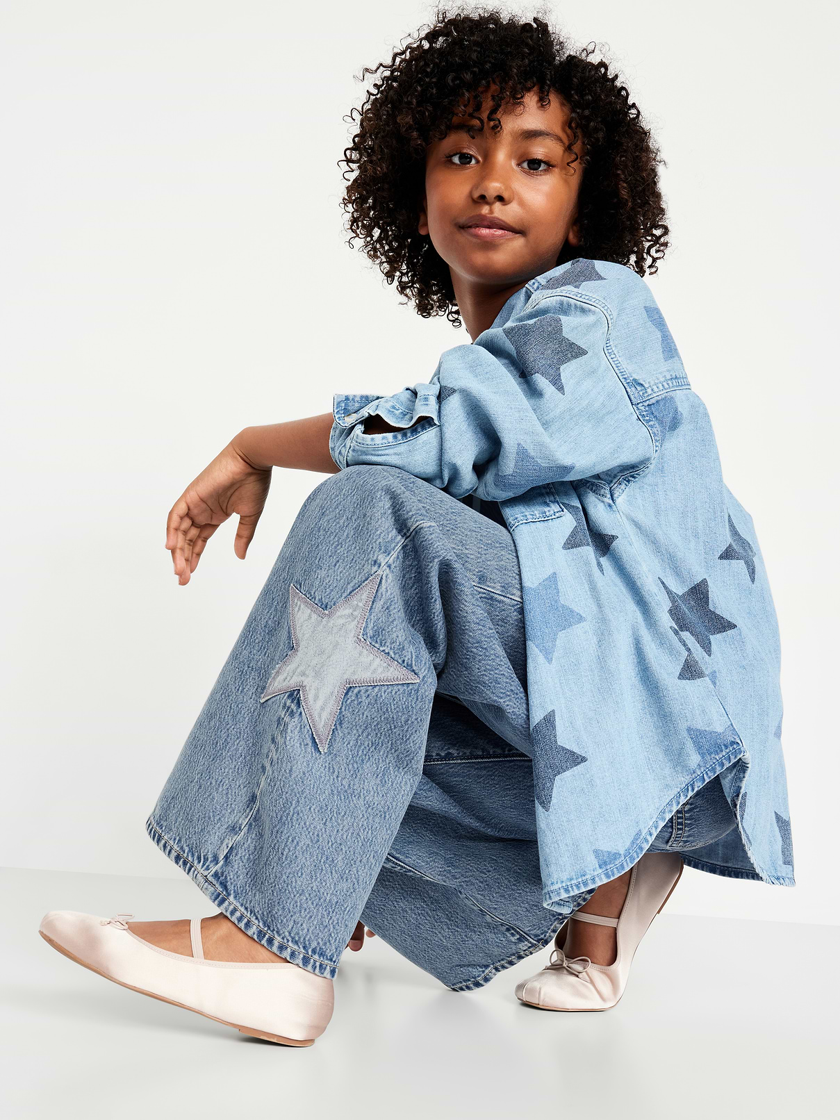 Image number 3 showing, Super Baggy Embroidered Crossover Wide-Leg Jeans for Girls