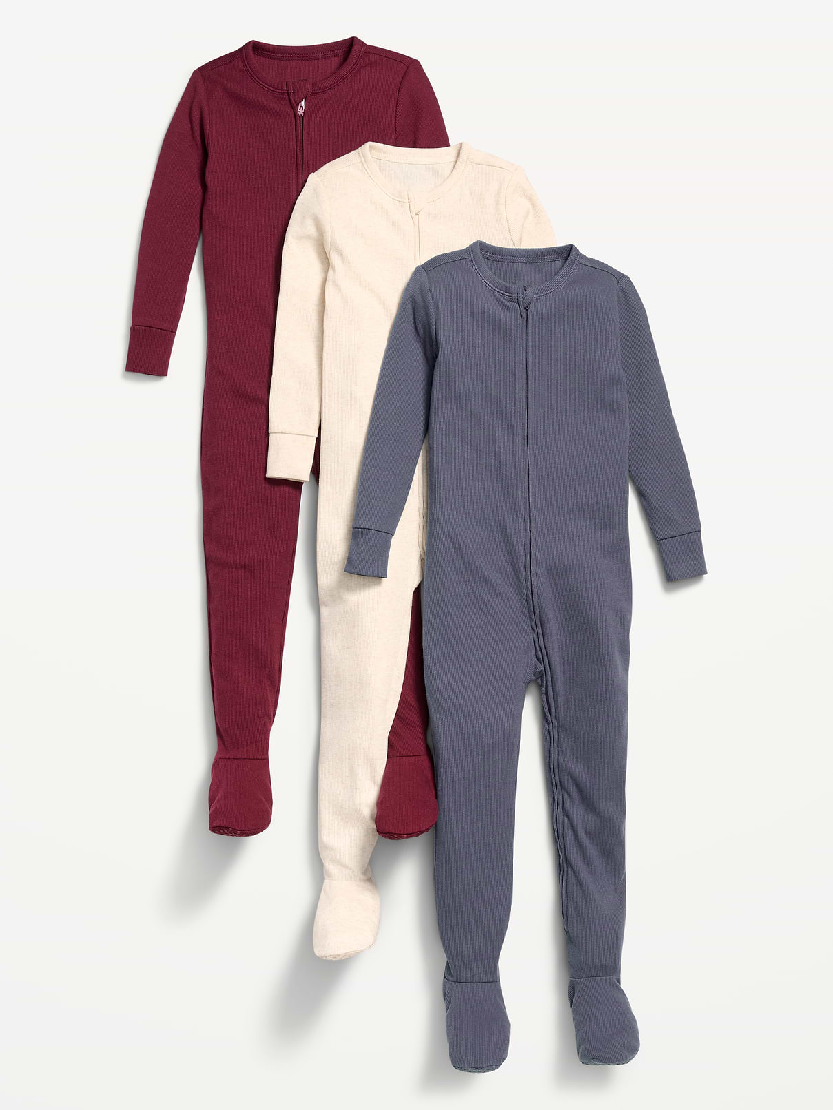 Image number 1 showing, Snug-Fit 2-Way-Zip Ribbed Pajama One-Piece 3-Pack for Toddler & Baby