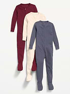 Image number 1 showing, Snug-Fit 2-Way-Zip Ribbed Pajama One-Piece 3-Pack for Toddler & Baby