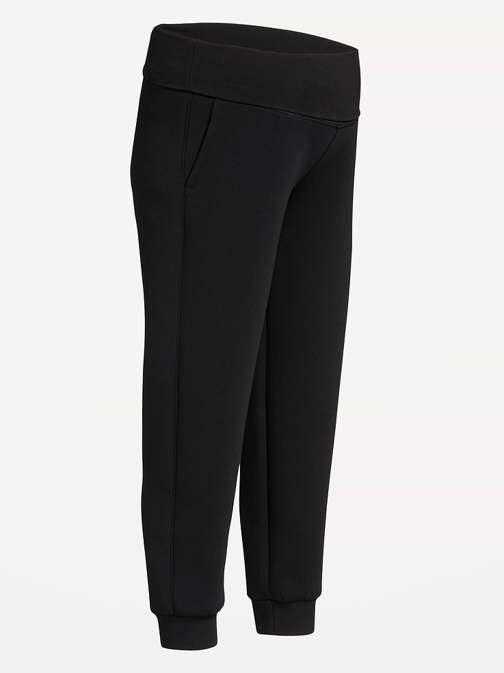 Image 2 of 2, Maternity Bounce Fleece Rollover-Waist Jogger Sweatpants