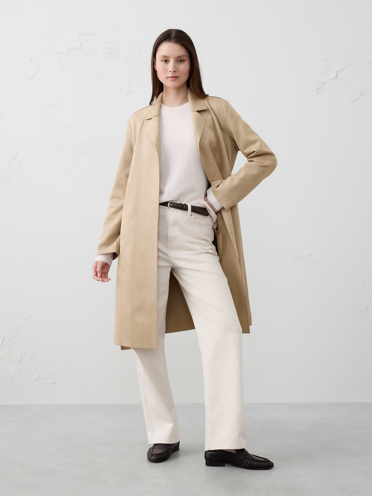 Vegan Suede Long Wrap Coat | Banana Republic Factory