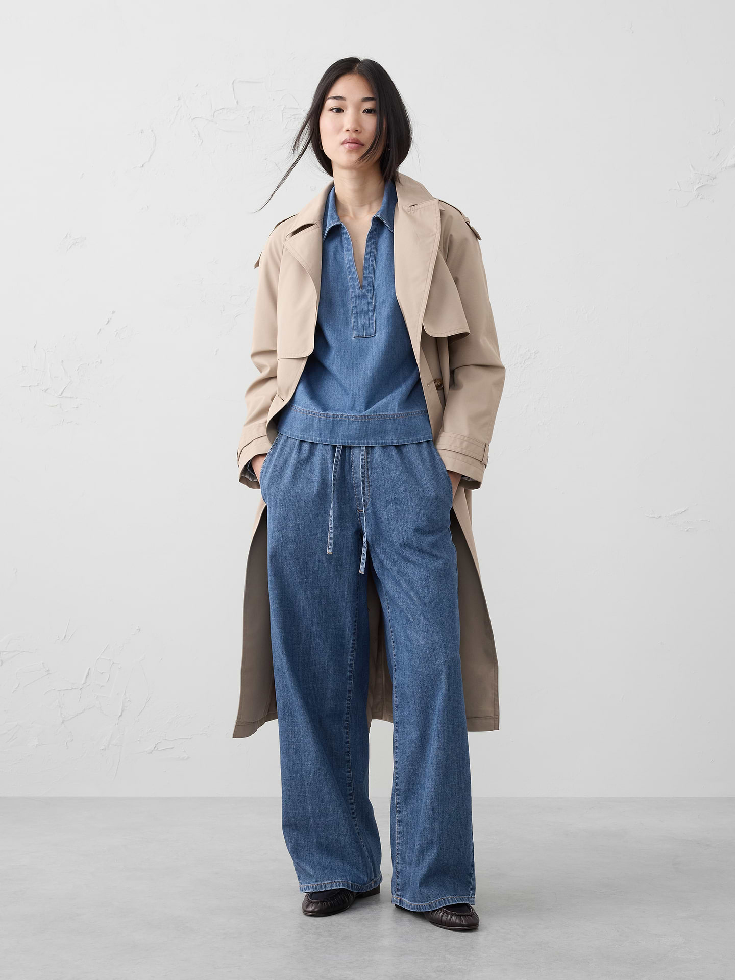 Image number 3 showing, Johnny-Collar Twill Popover Top