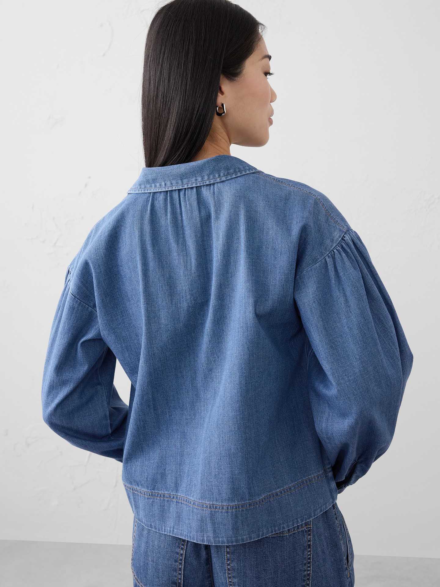 Image number 2 showing, Johnny-Collar Twill Popover Top