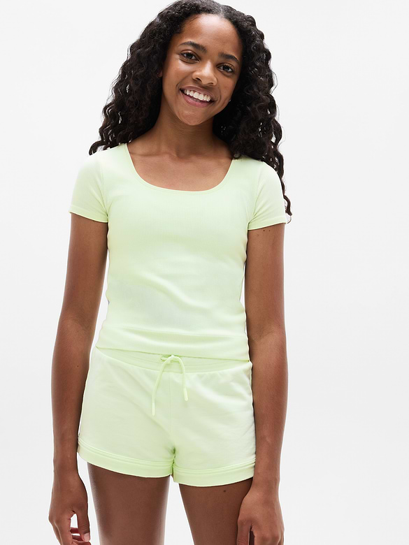 Athleta Girl Rise Above Rib Crop Tee