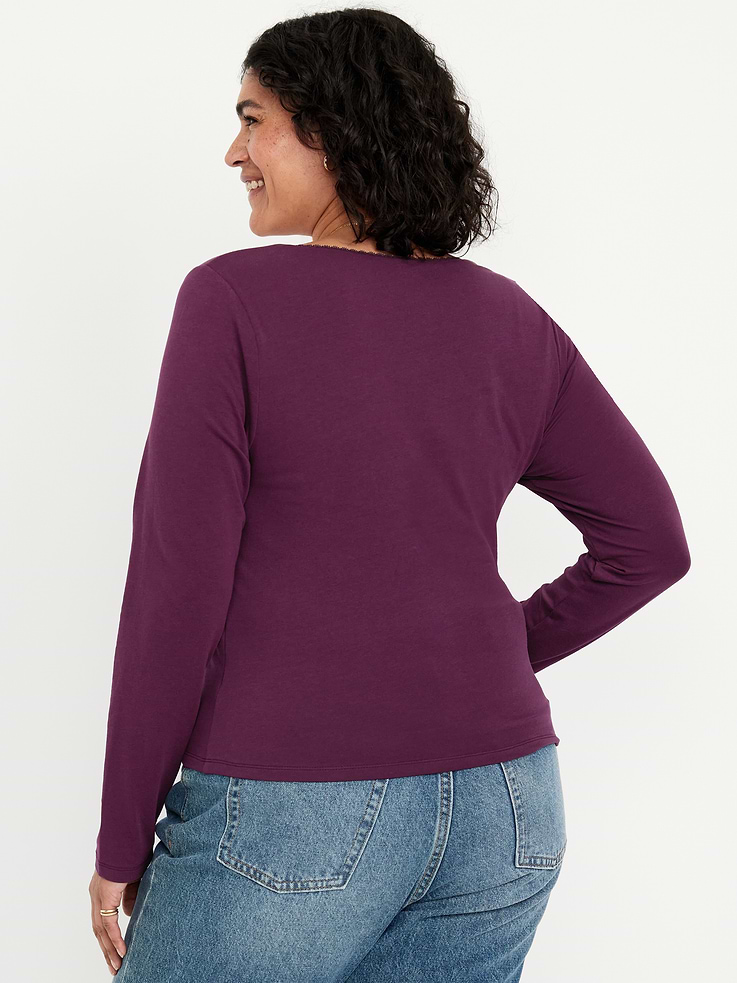 Image 8 of 9, Fitted Double-Layer Scoop-Neck Top
