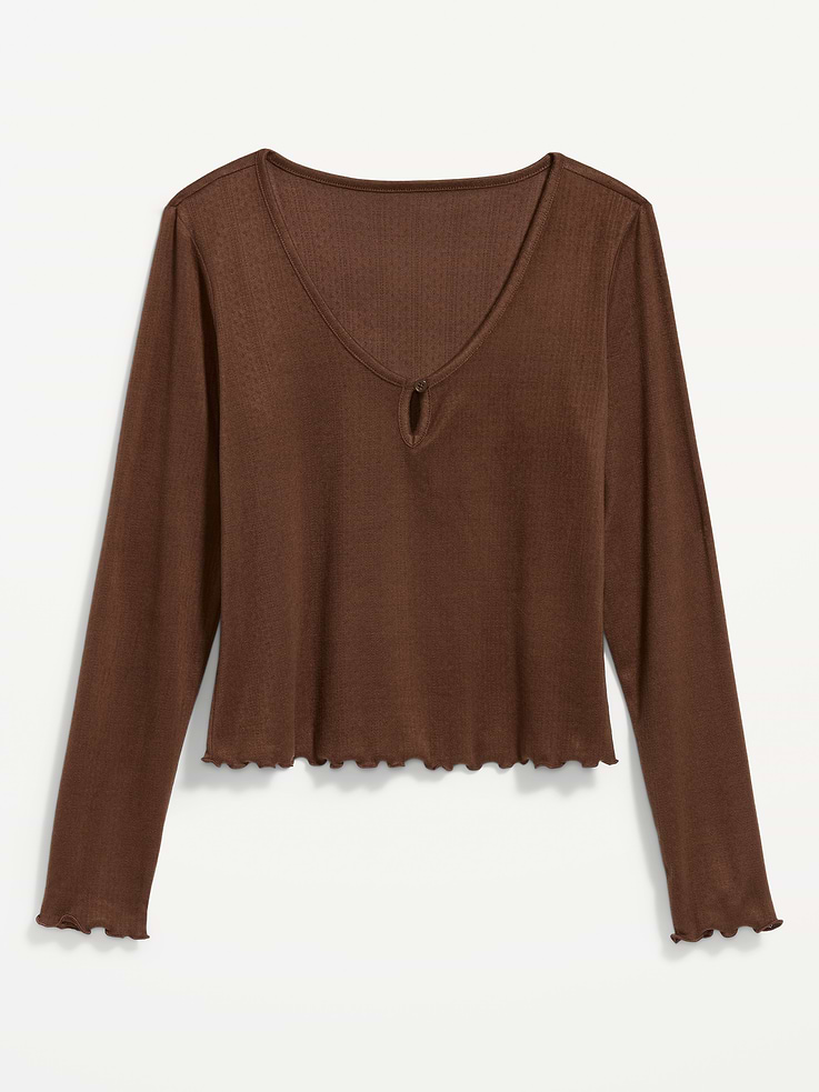 Image number 6 showing, Cozy Lettuce-Edge Pajama Top
