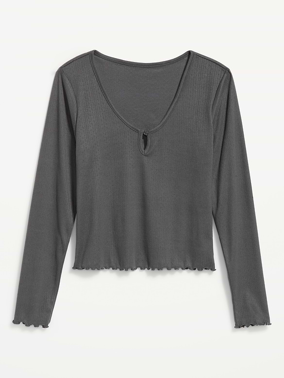 Cozy Lettuce-Edge Pajama Top