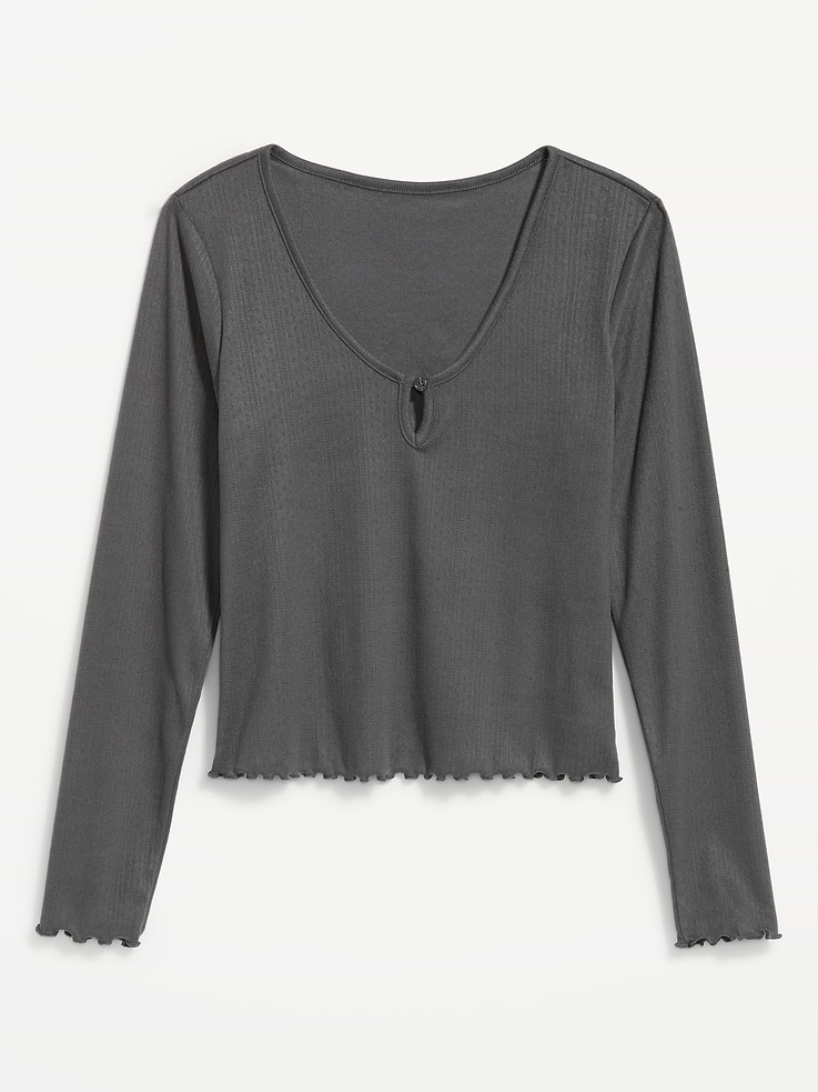 Image number 6 showing, Cozy Lettuce-Edge Pajama Top