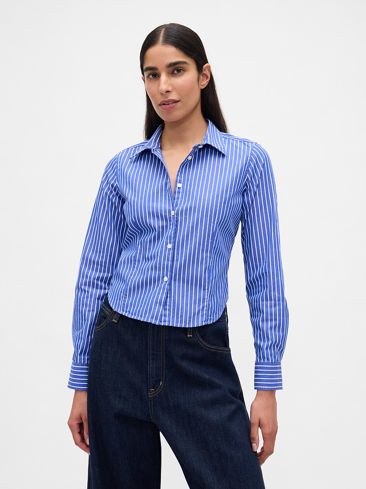 Image number 1 showing, Organic Cotton Fitted Crop Shirt