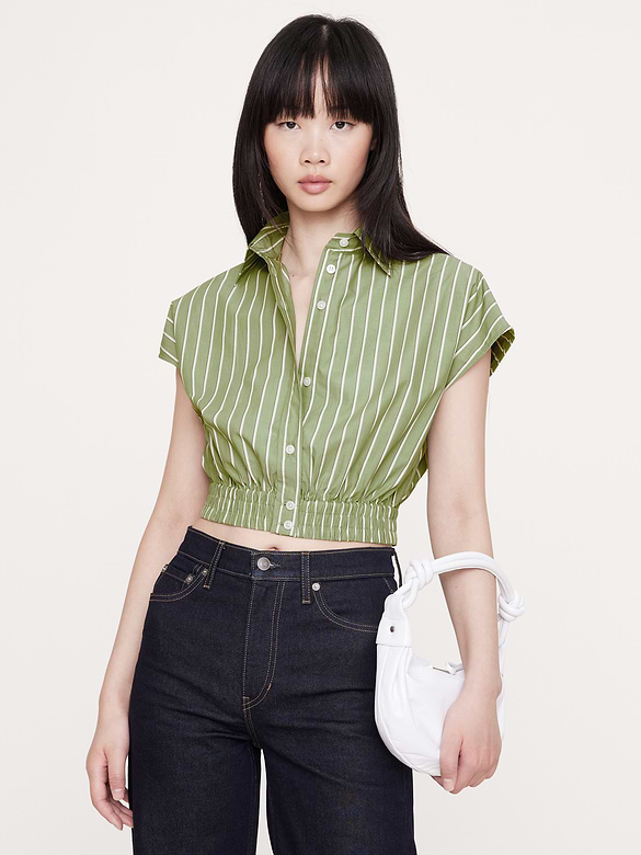 Chemise courte en popeline de coton