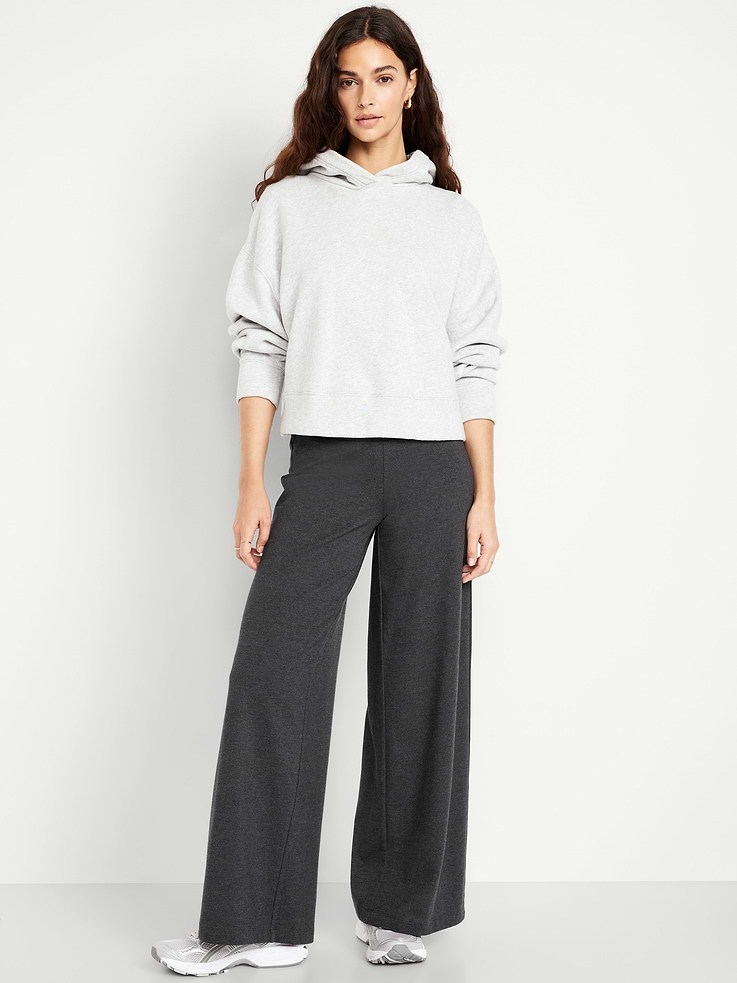 Image number 1 showing, Mid-Rise Jersey Super Wide-Leg Leggings