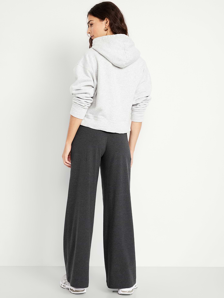 Image number 2 showing, Mid-Rise Jersey Super Wide-Leg Leggings