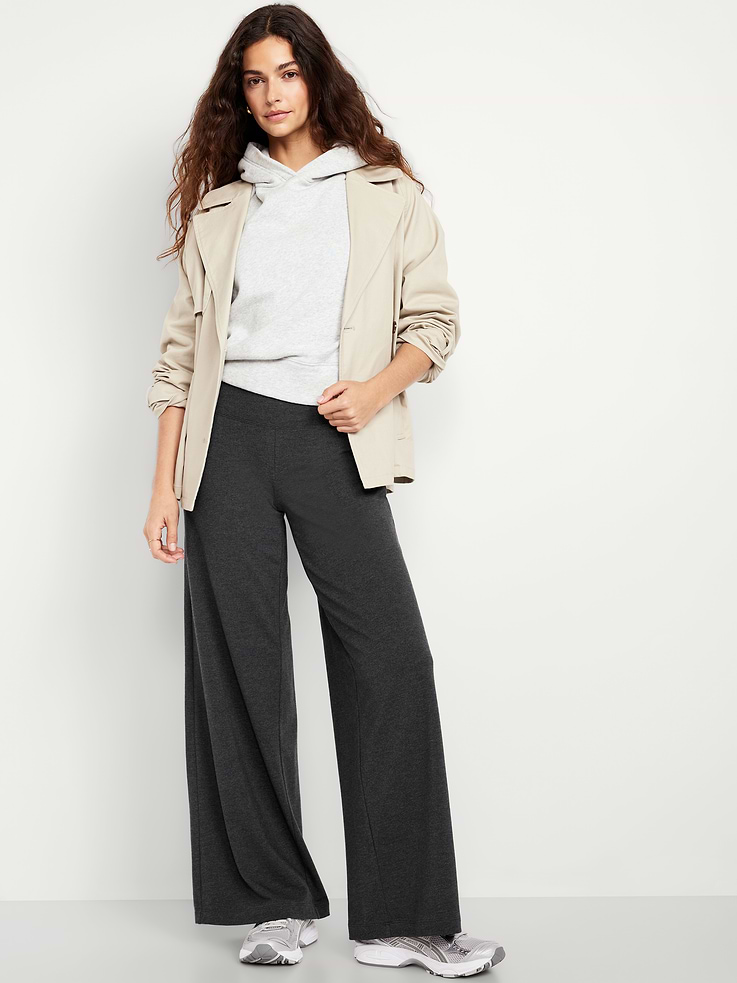 Image number 3 showing, Mid-Rise Jersey Super Wide-Leg Leggings