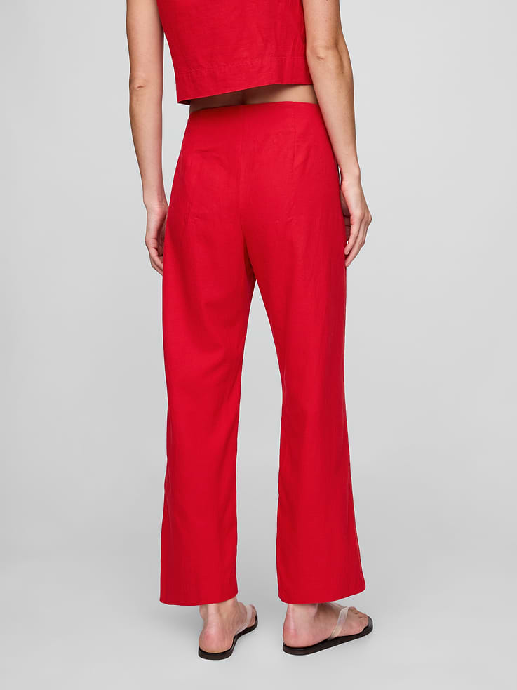 Image number 4 showing, Linen-Blend Relaxed Straight Ankle Pants