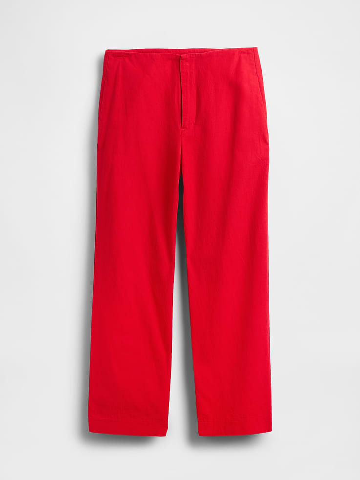 Image number 7 showing, Linen-Blend Relaxed Straight Ankle Pants