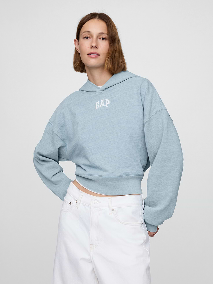 Image number 2 showing, French Terry Americana Cropped Hoodie