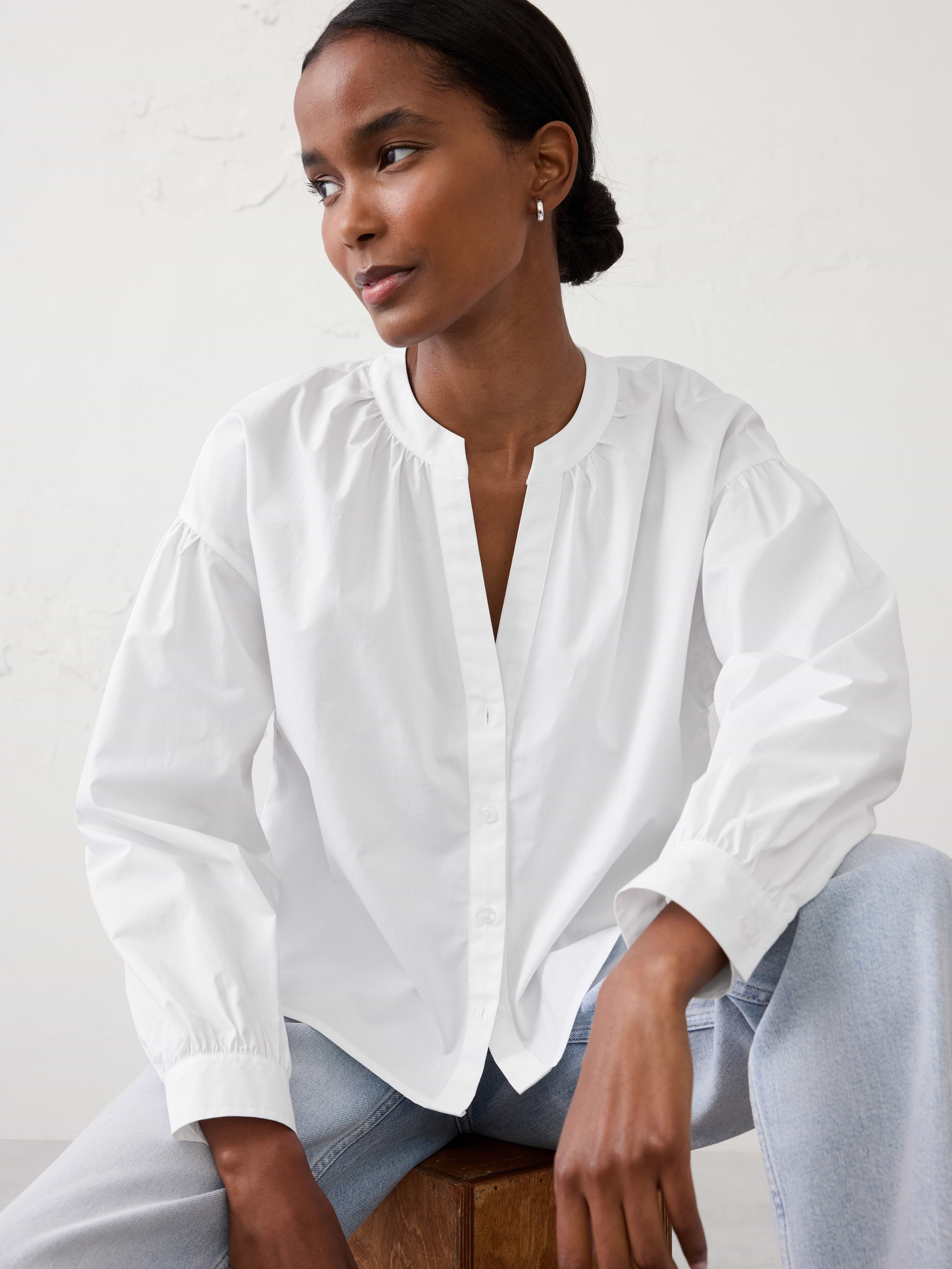 PANパン cotton poplin puff blouse cotton poplin puff blouse – pan