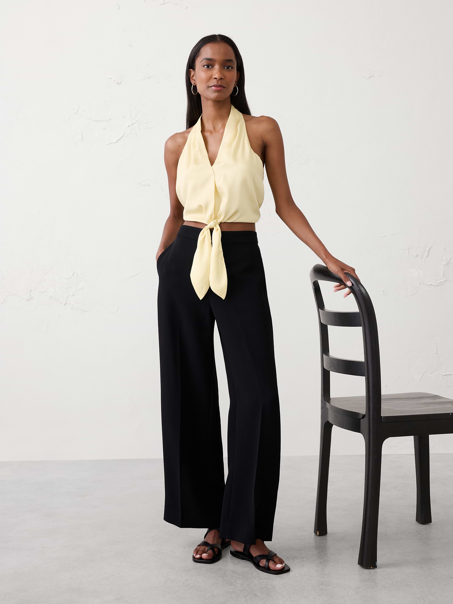 Image number 1 showing, Silky Tie-Front Top