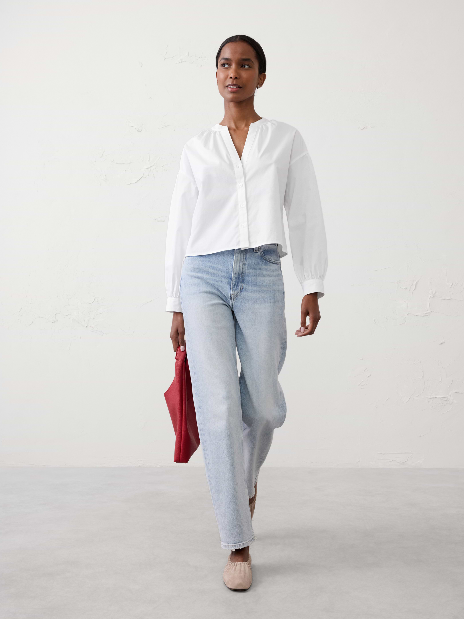 トップス Sheer Jacquard 2way Puff Sleeve Tops Jacquard Puff-Sleeve Top | Banana Republic Factory