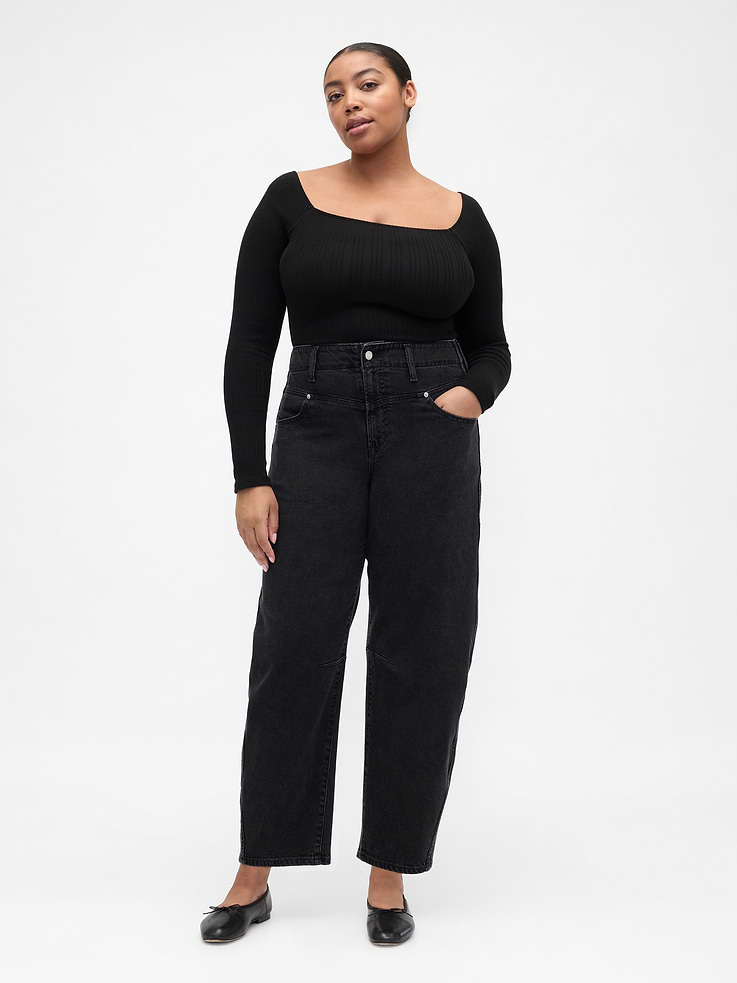Image number 5 showing, High Rise Barrel Jeans