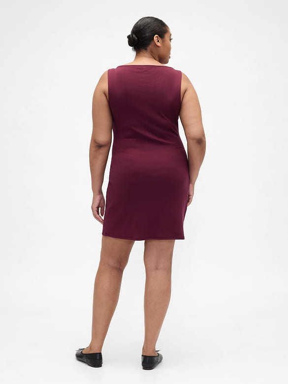 Modern Ribbed Boatneck Mini Dress