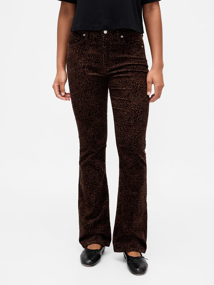 Gap Factory Women's Mid Rise Universal Baby Boot Corduroy Pants (Leopard)