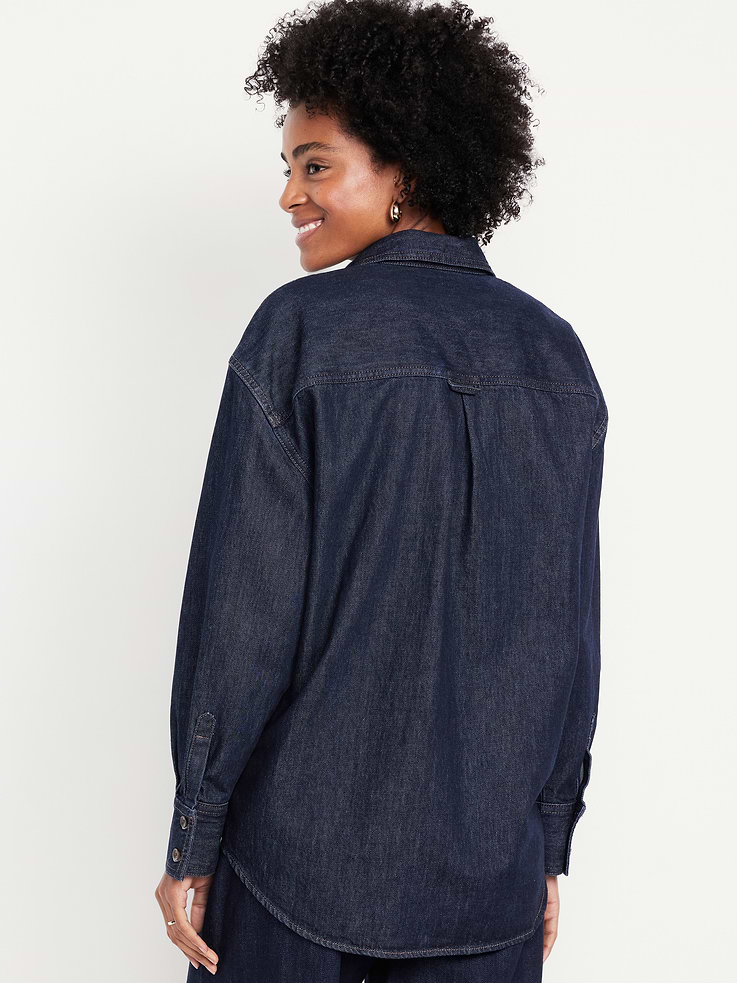 Image number 2 showing, Oversized Boyfriend Button-Down Jean Shirt