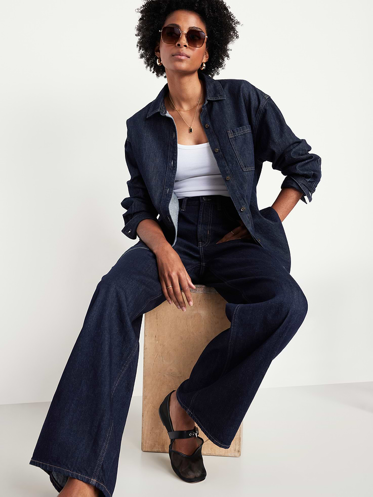 Image number 3 showing, Oversized Boyfriend Button-Down Jean Shirt