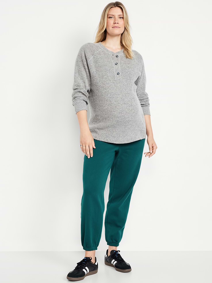 Image number 1 showing, Maternity Rollover-Waist Jogger Sweatpants