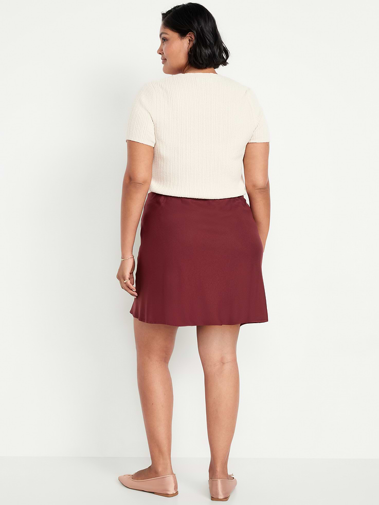 Image number 8 showing, High-Waisted Crepe Flounce Mini Skirt