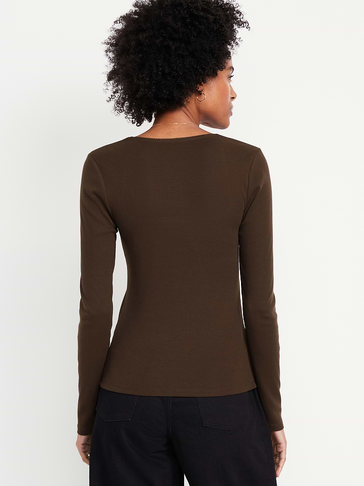 Image number 2 showing, Long-Sleeve Square-Neck Top