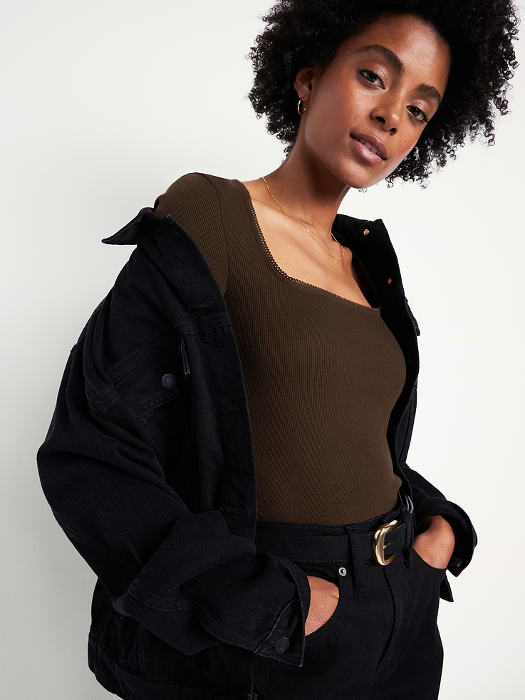 Image number 3 showing, Long-Sleeve Square-Neck Top