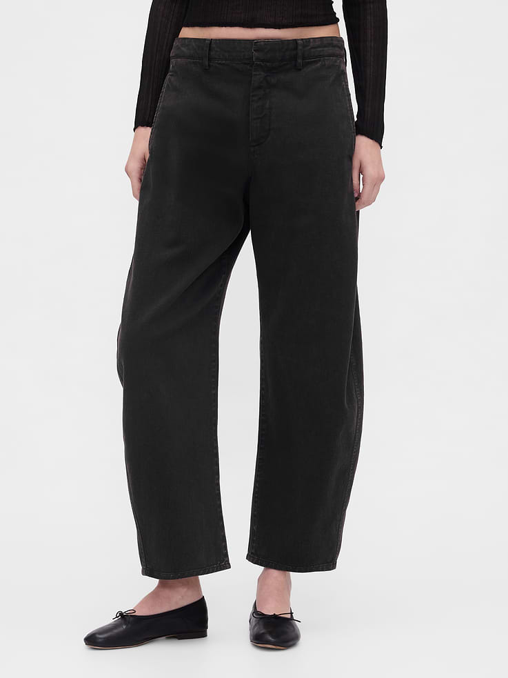 Image number 2 showing, Mid Rise Twill Barrel Pants