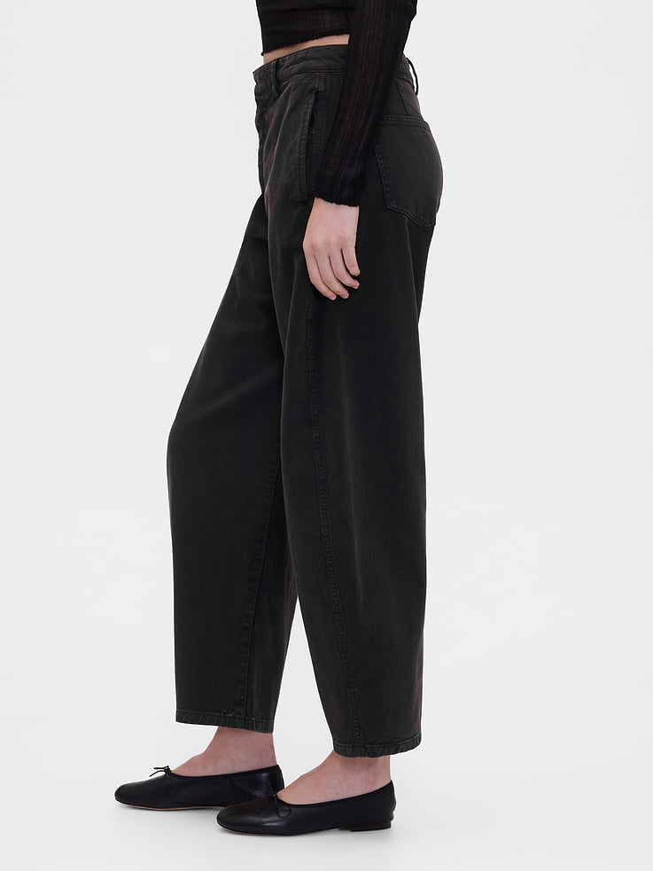 Image number 3 showing, Mid Rise Twill Barrel Pants