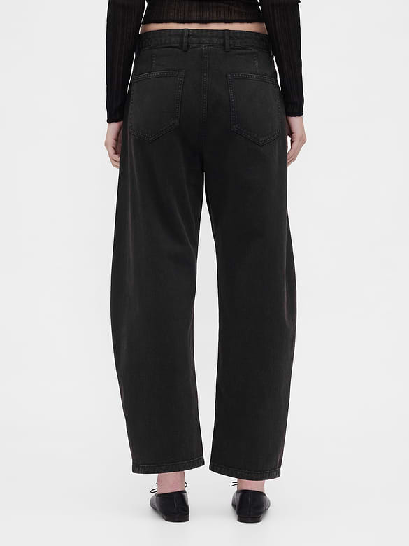 Mid Rise Twill Barrel Pants