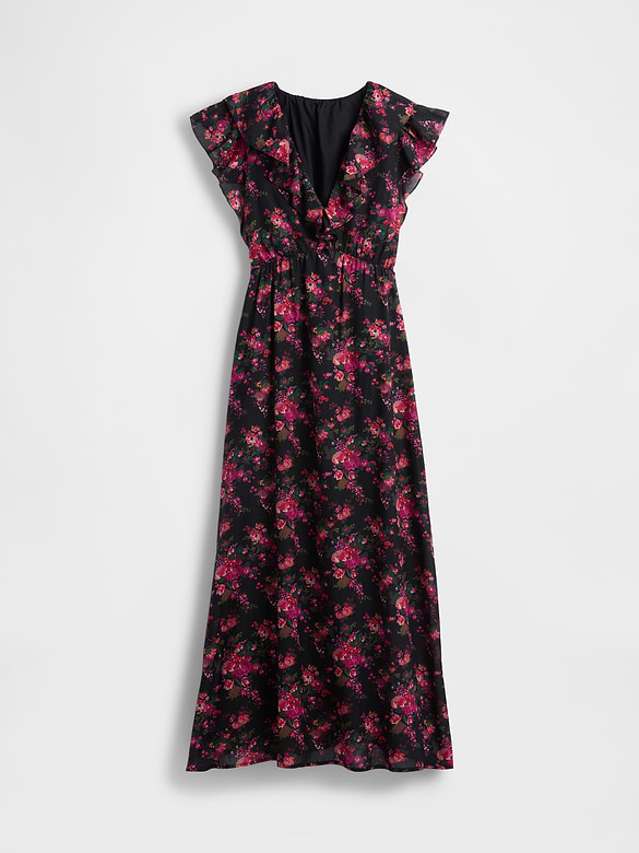 Ruffle V-Neck Maxi Dress