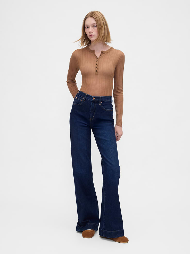 Image number 1 showing, High Rise Relaxed Flare Jeans