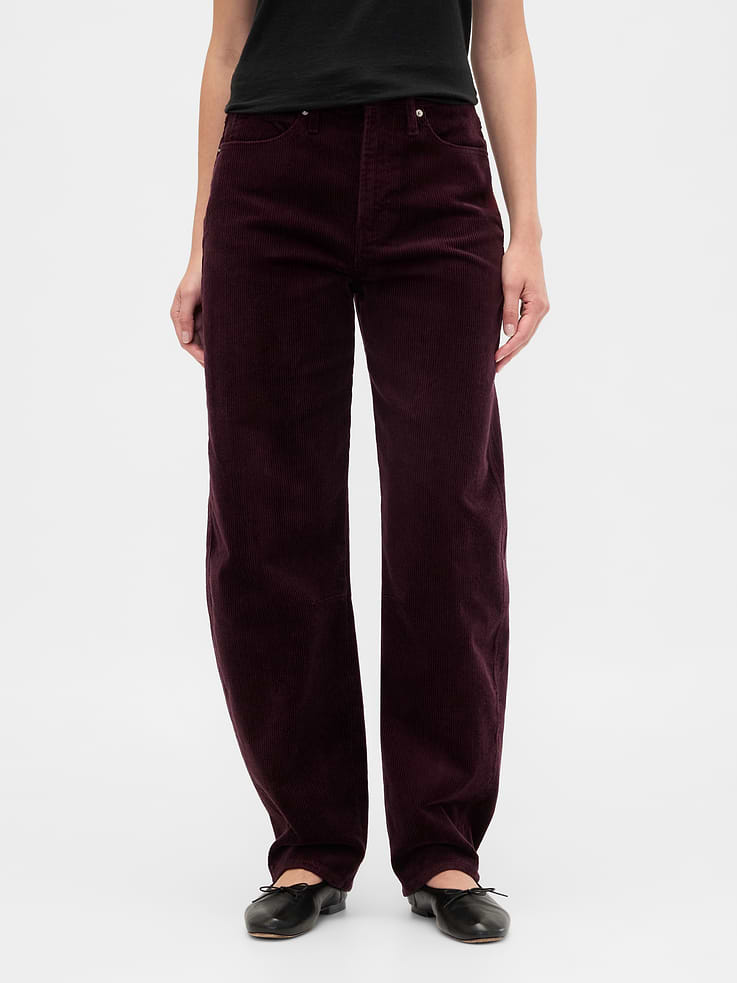 Image number 2 showing, High Rise Barrel Corduroy Pants