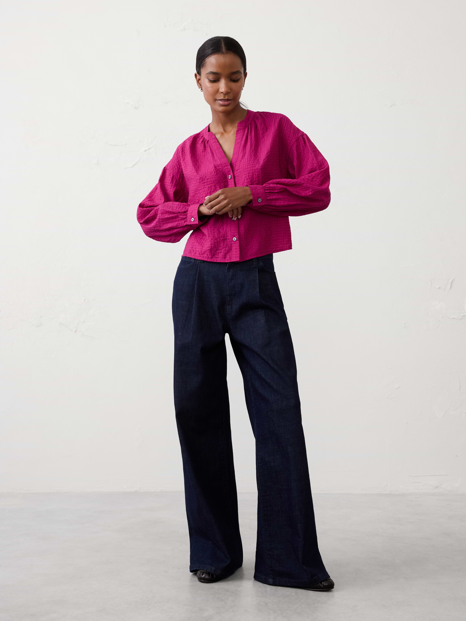 Jacquard Puff-Sleeve Top | Banana Republic Factory