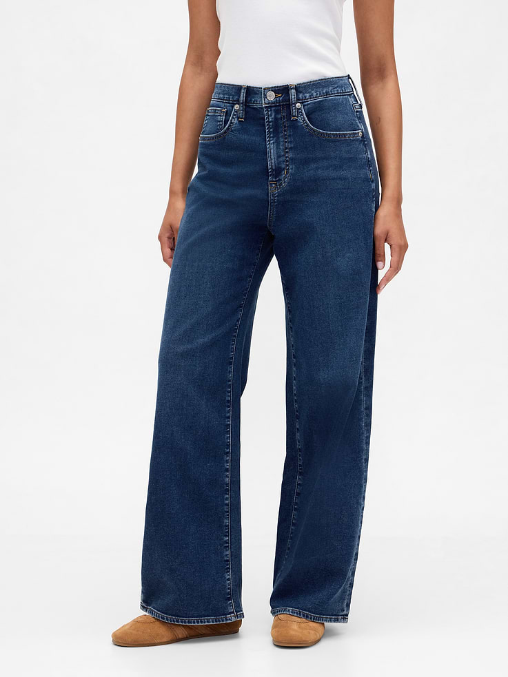 Image 2 of 7, High Rise Wide-Leg Sweatpant Jeans