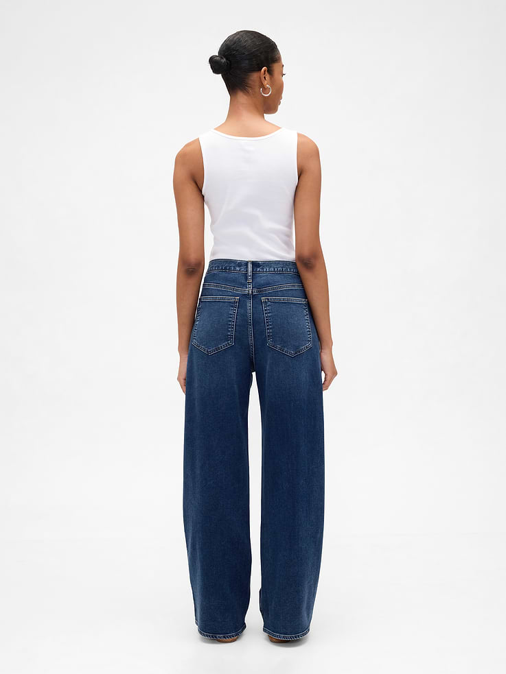 Image 4 of 7, High Rise Wide-Leg Sweatpant Jeans
