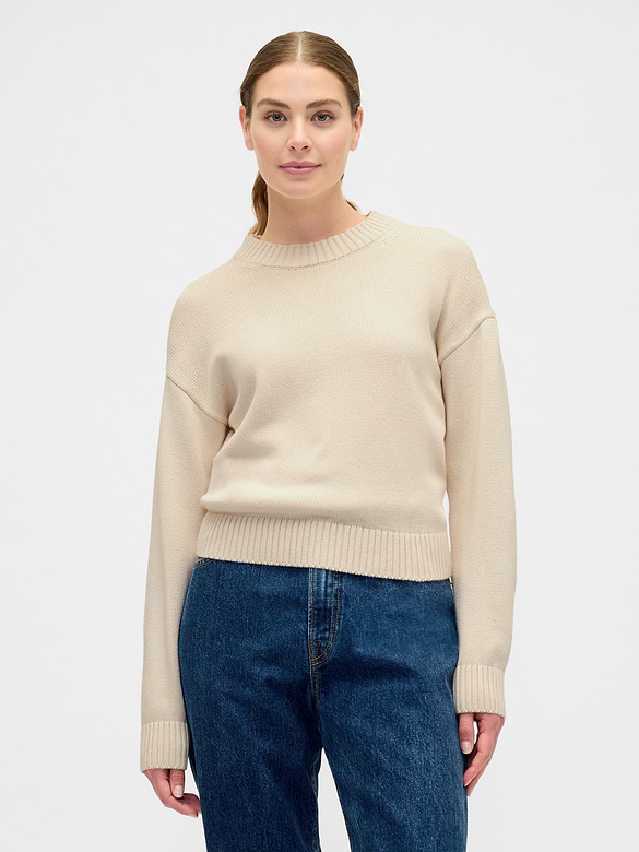 Relaxed Cropped Crewneck Sweater