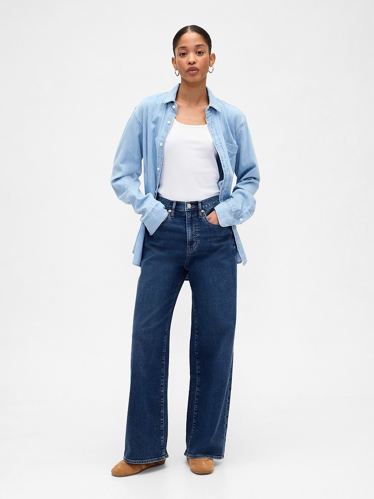 Image 1 of 7, This product is made with/contains 20% recycled polyester. Compared to virgin materials, using recycled materials helps reduce resource use and waste., This product is part of our water-saving Washwell program. Compared with conventional wash methods, Washwell uses at least 20% less water., Soft, low-stretch denim., Dark indigo wash., Button closure, zip fly., Classic five-pocket styling., This product was made in a factory that invests in gender equity and women’s empowerment through RISE. Learn more at, Product #828786