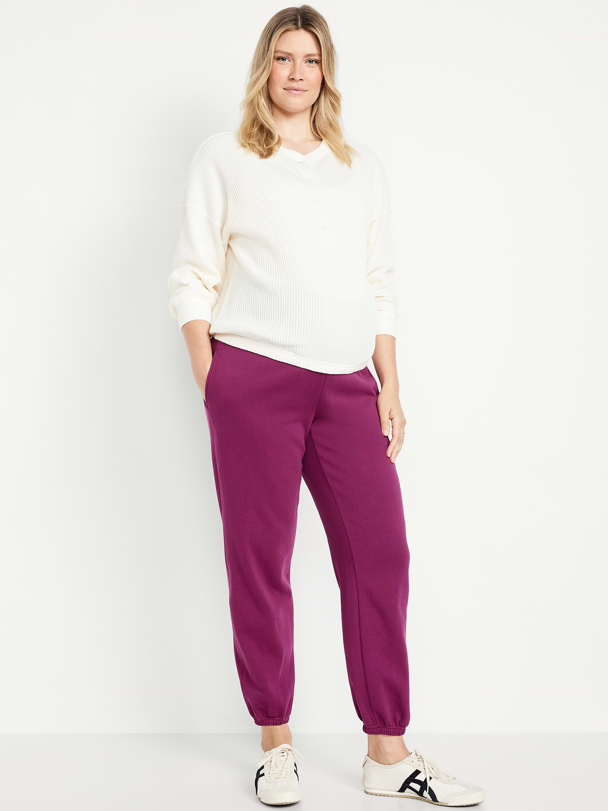 Image number 1 showing, Maternity Rollover-Waist Jogger Sweatpants