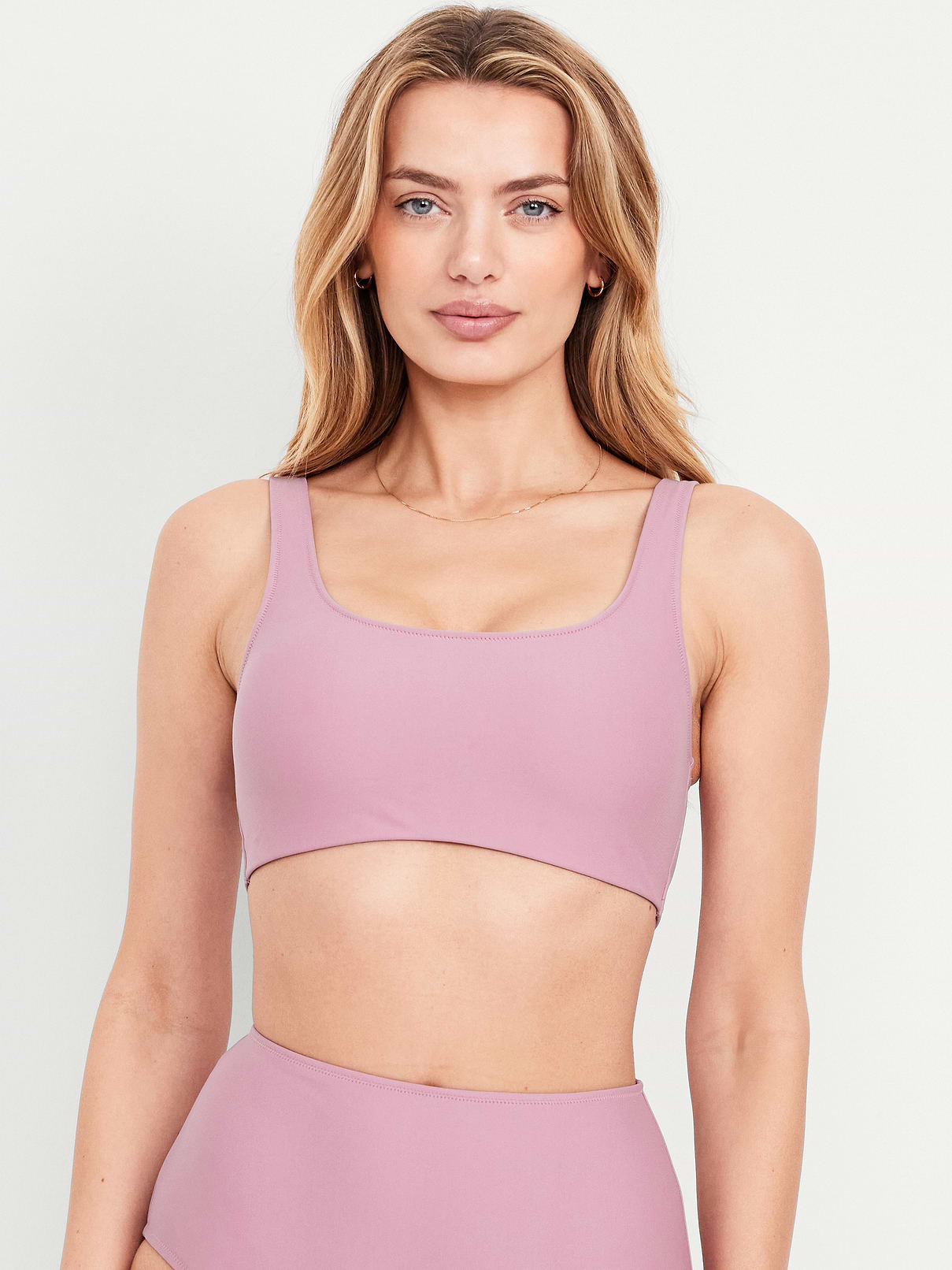 Matte Scoop-Neck Bikini Swim Top